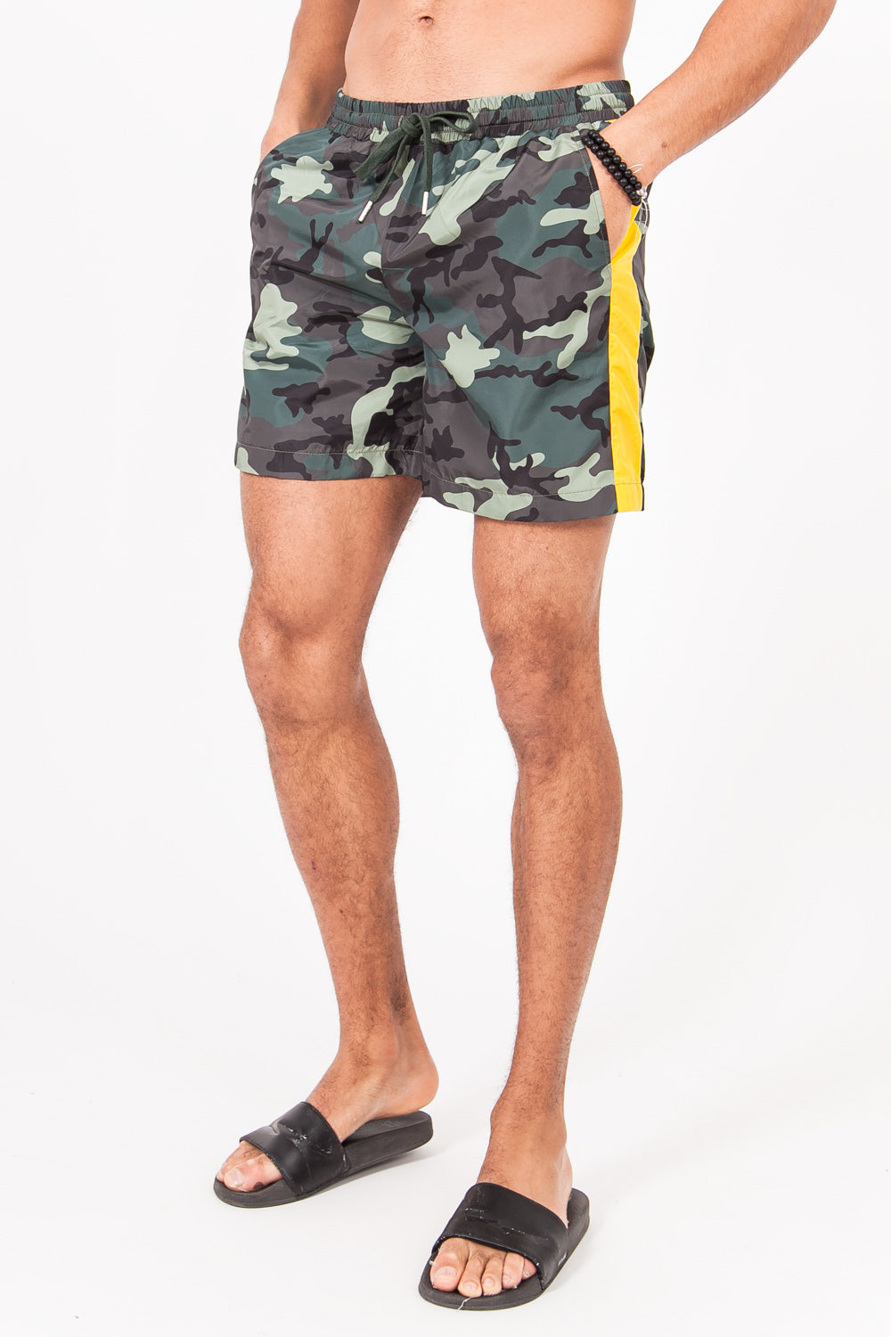 Sixth June - Maillot de bain camouflage bandes jaune vert