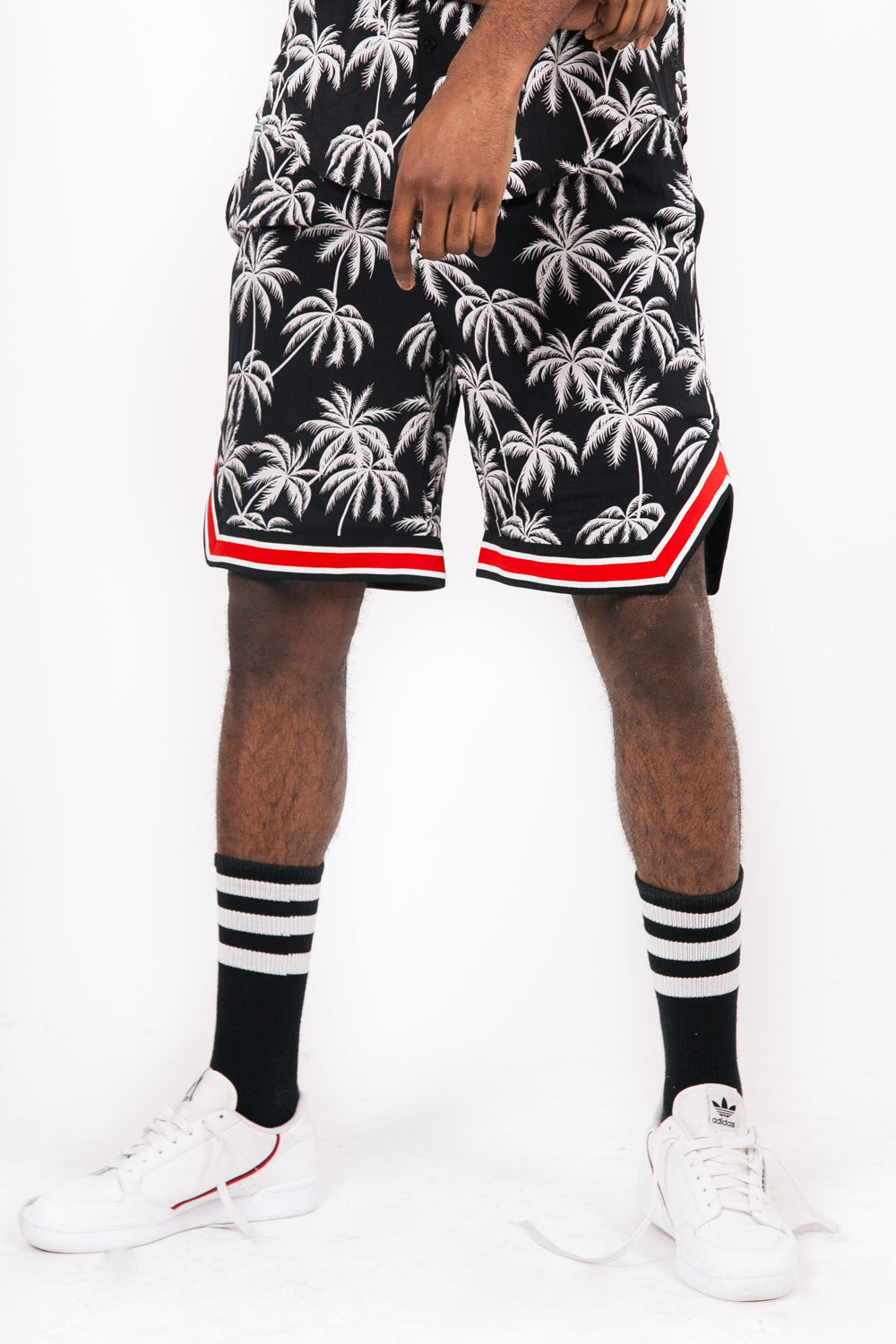 Sixth June - Short palmiers bandes noir blanc