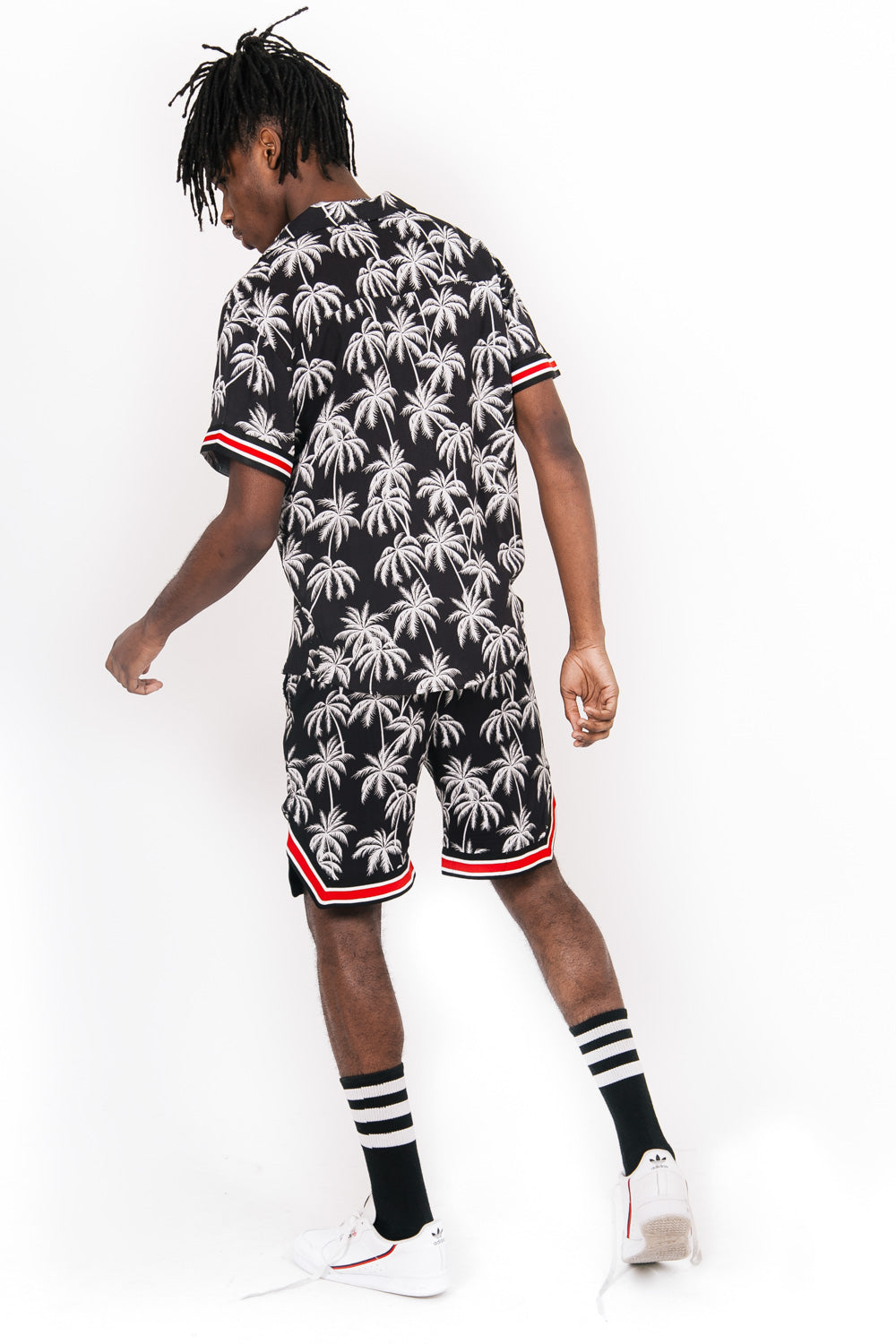 Sixth June - Short palmiers bandes noir blanc