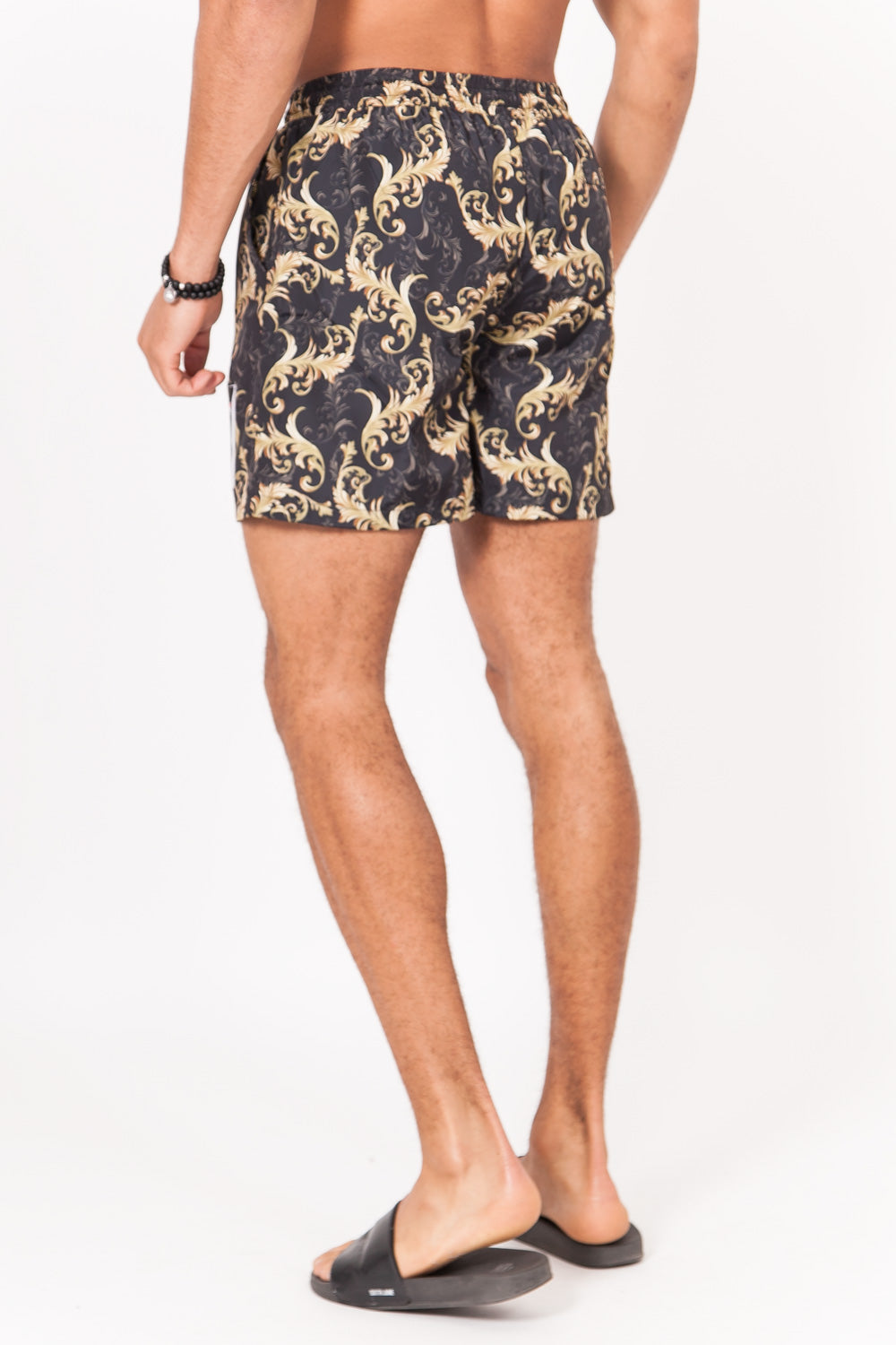 Sixth June - Short de bain imprimé baroque or gris noir