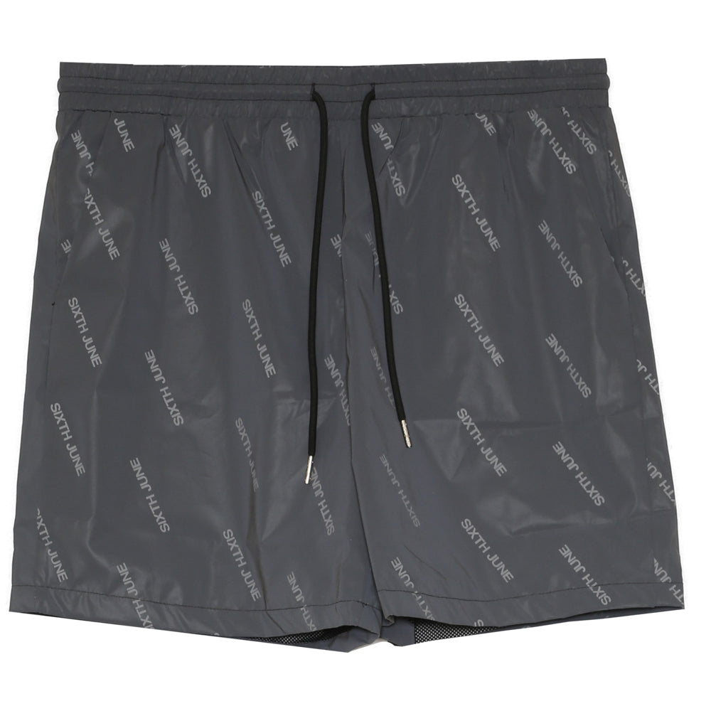 Sixth June - Short de bain all over réfléchissant noir