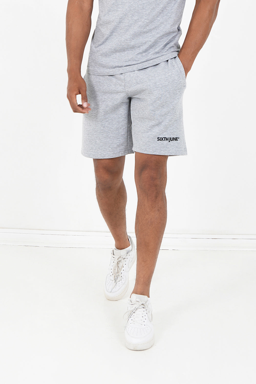 Sixth June - Short soft logo brodé Gris