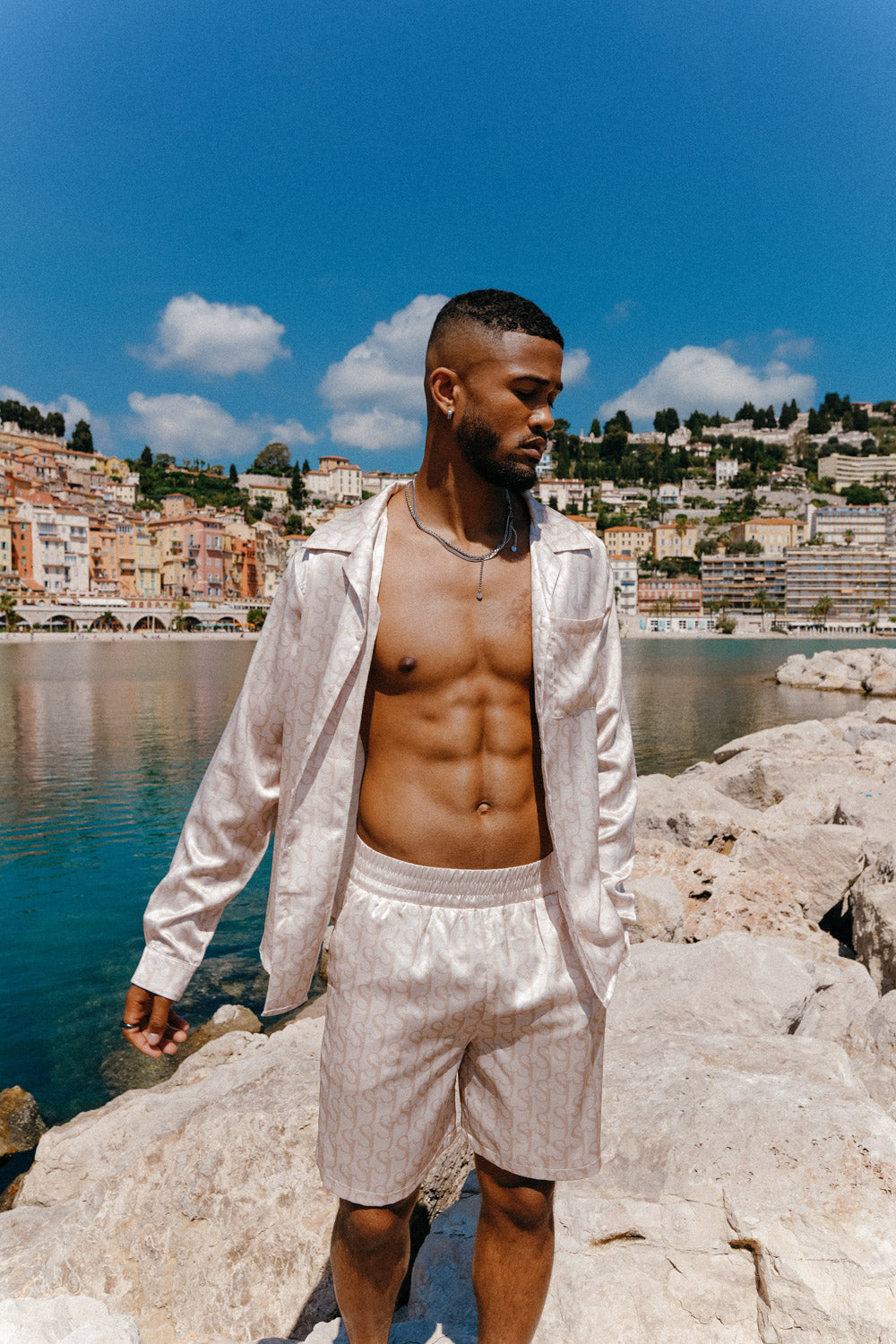 Sixth June - Short satiné monogramme Beige