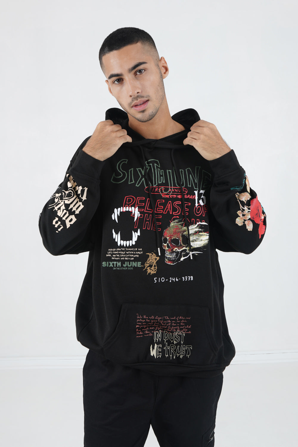 Sixth June - Sweat capuche customisé Noir