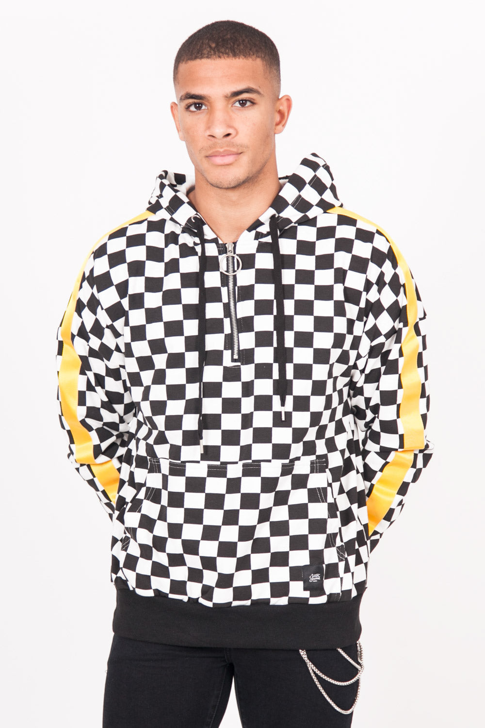 Sixth June - Sweatshirt damiers bandes noir blanc