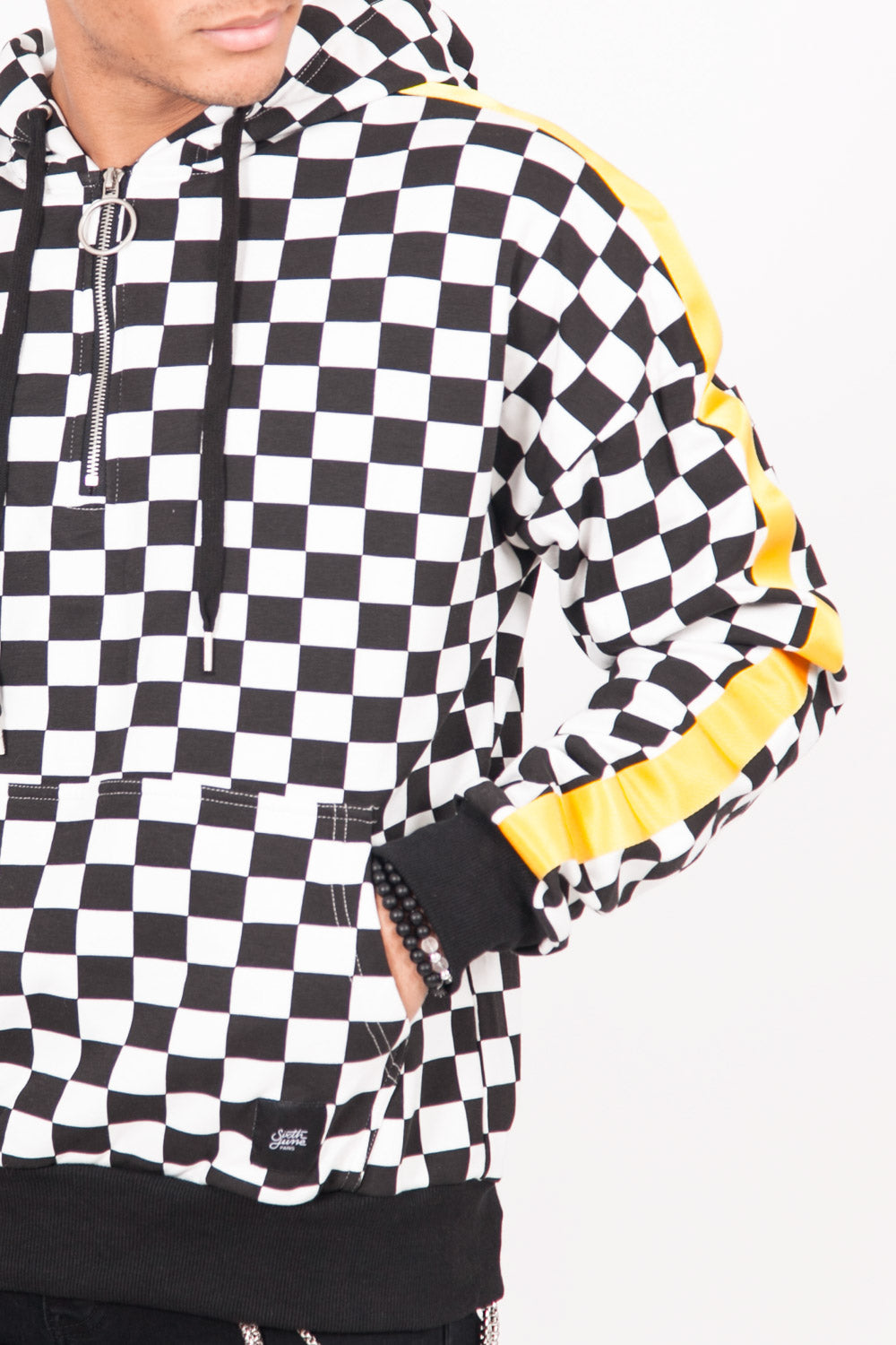 Sixth June - Sweatshirt damiers bandes noir blanc