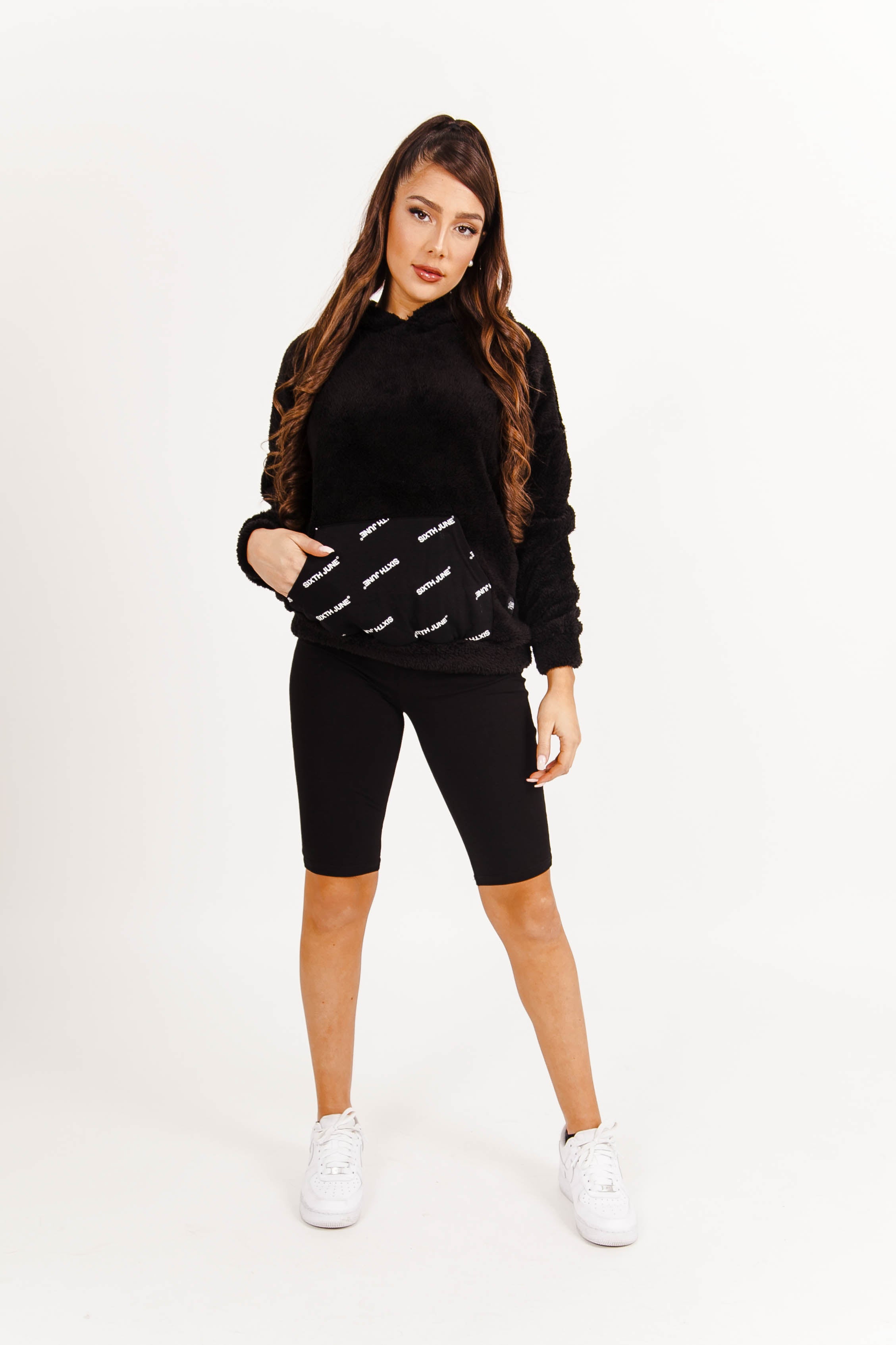 Sixth June - Sweatshirt sherpa logomania noir