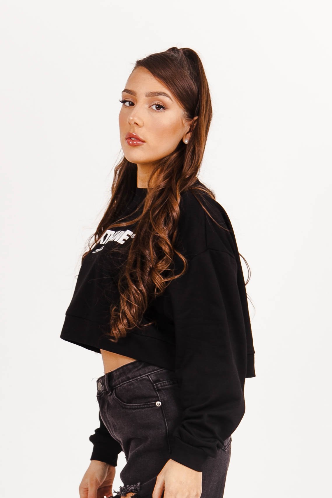 Sixth June - Sweatshirt court logo imprimé noir