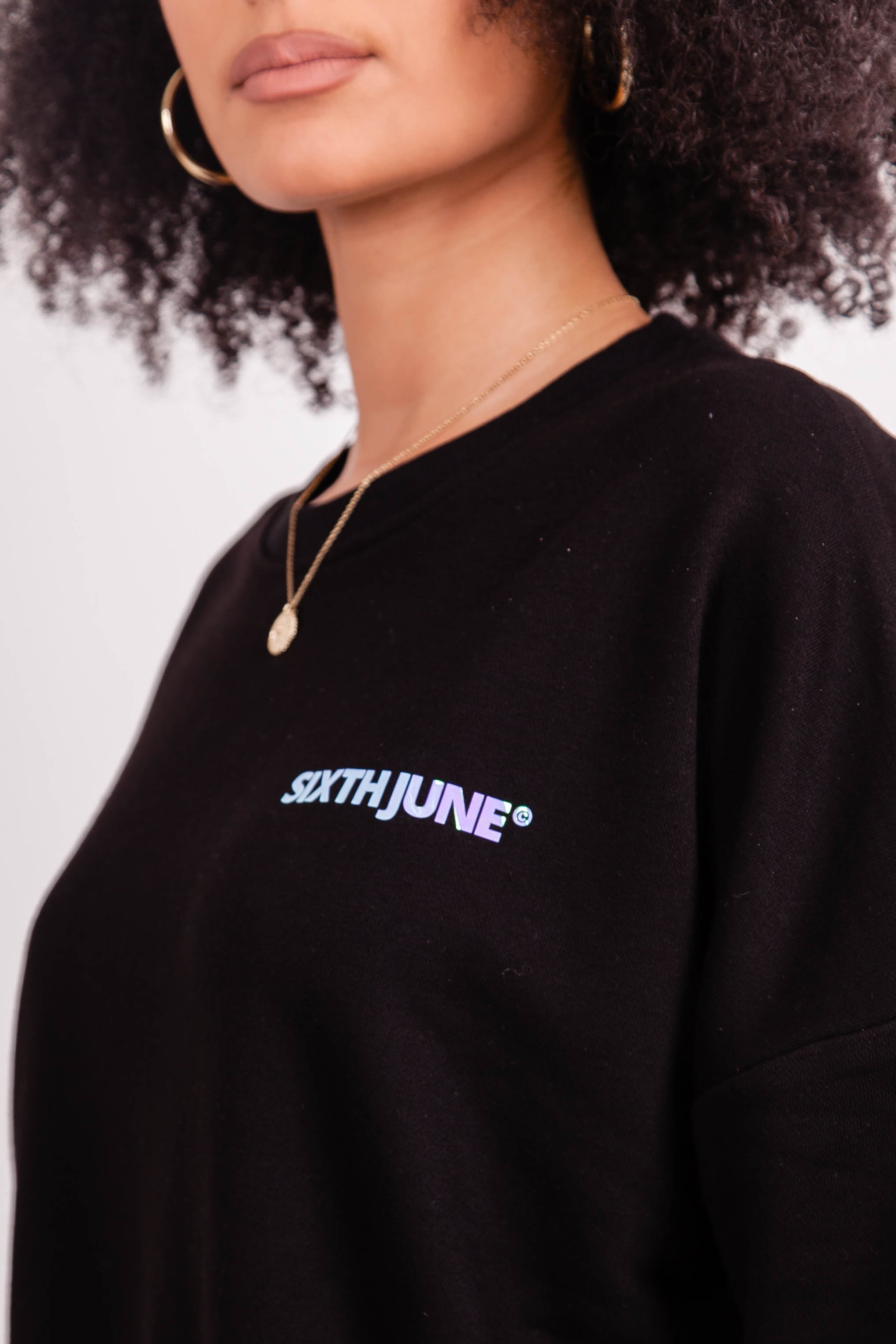 Sixth June - Sweatshirt holographique large noir