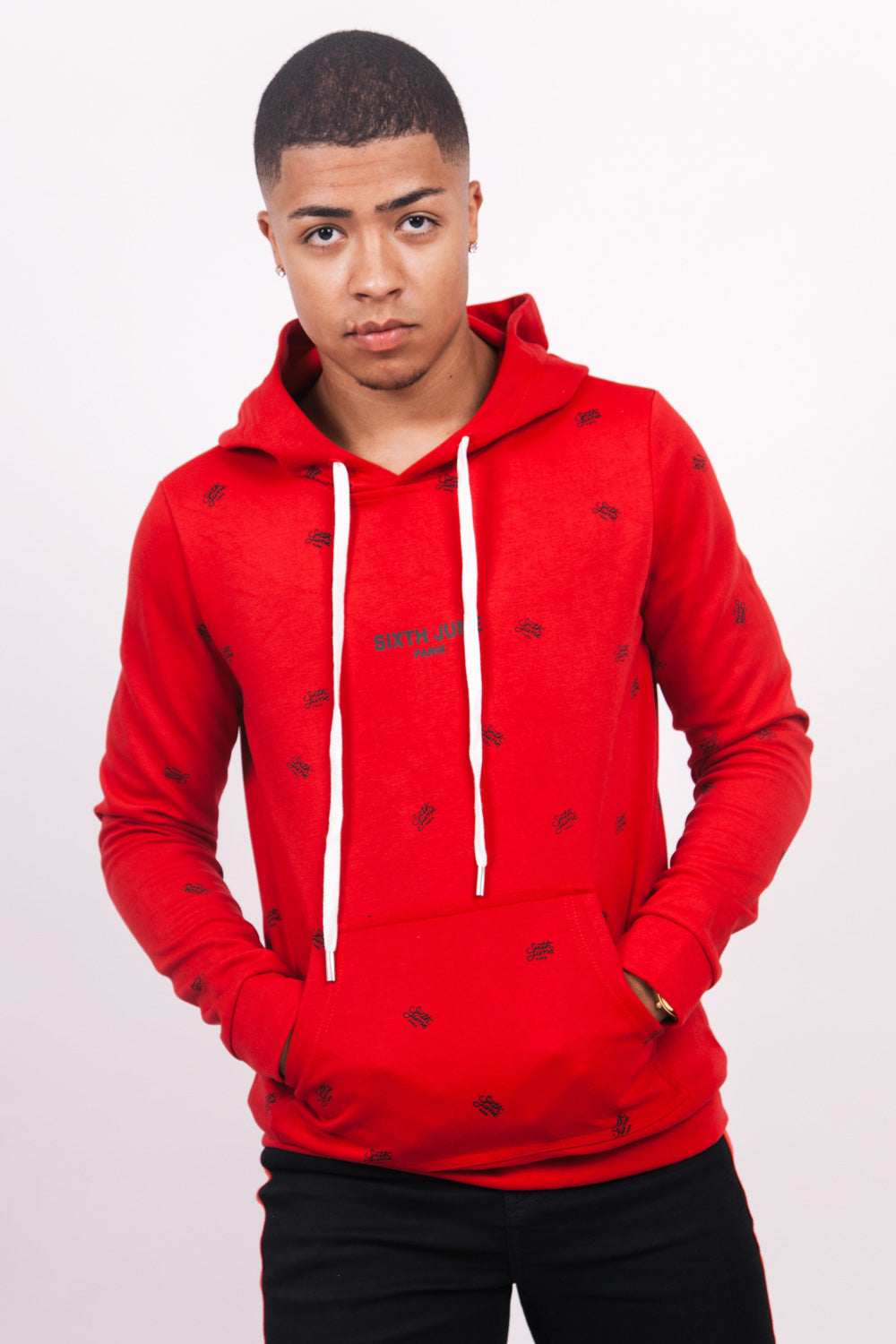 Sixth June - Sweat capuche logomania rouge