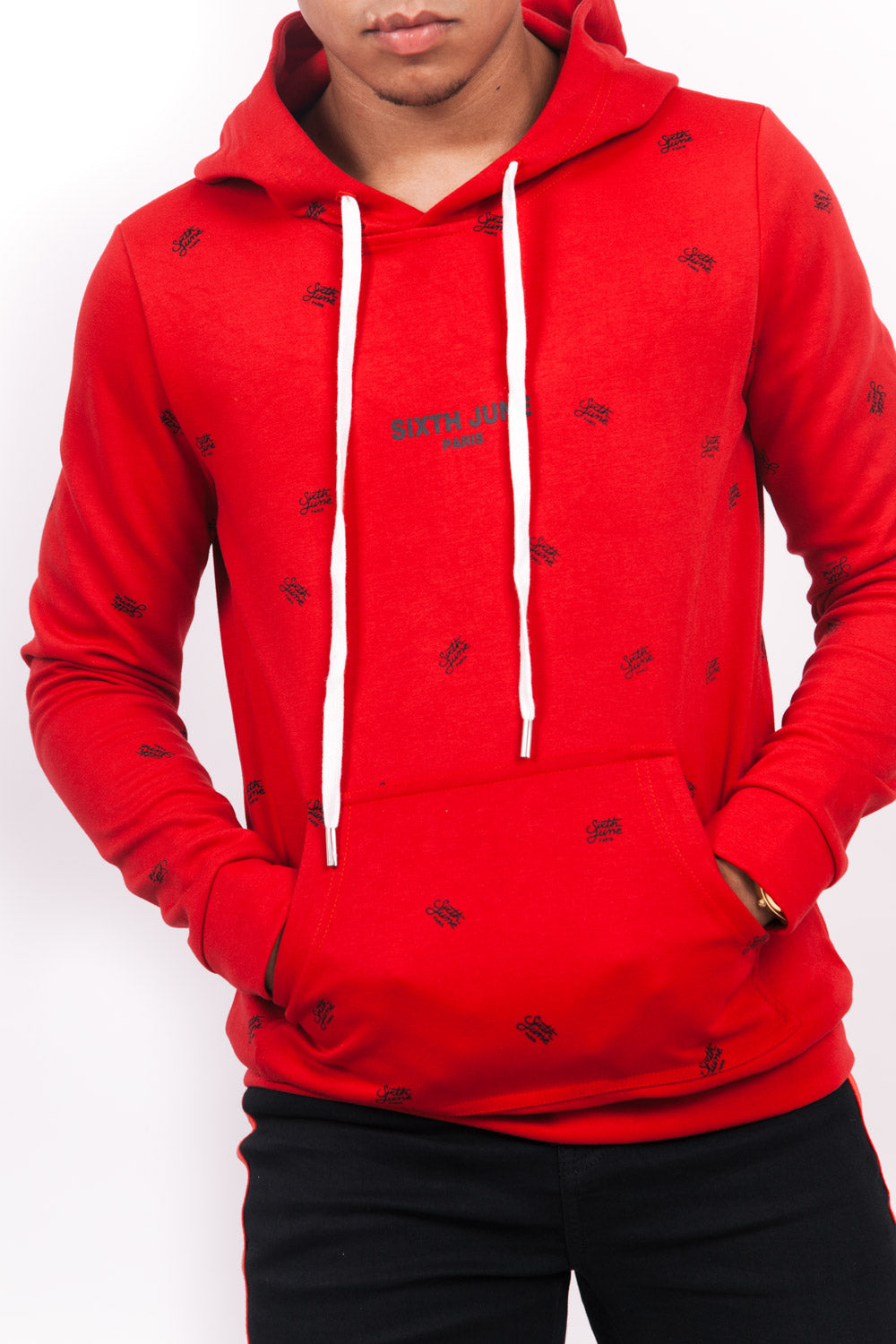 Sixth June - Sweat capuche logomania rouge