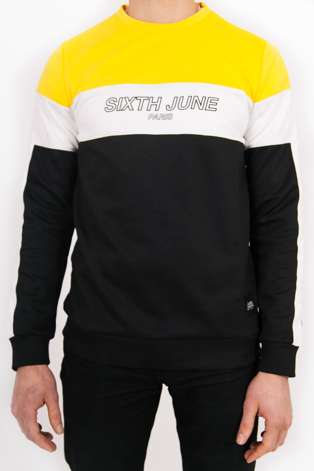 Sixth June - Sweat tricolore logo noir jaune blanc