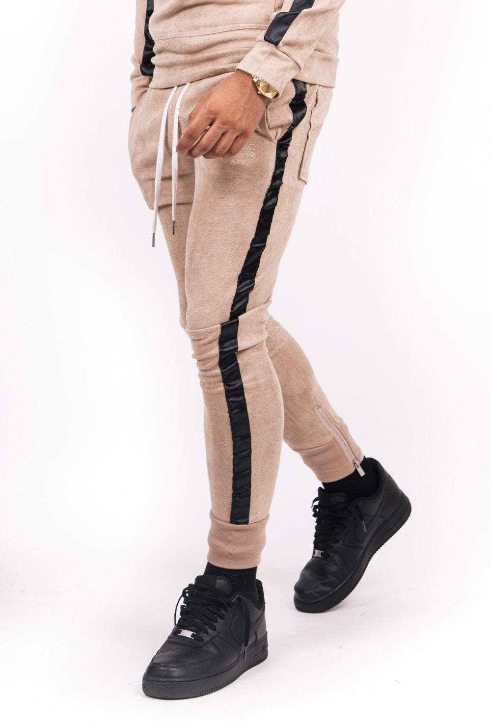 Sixth June - Jogging suédine bandes beige