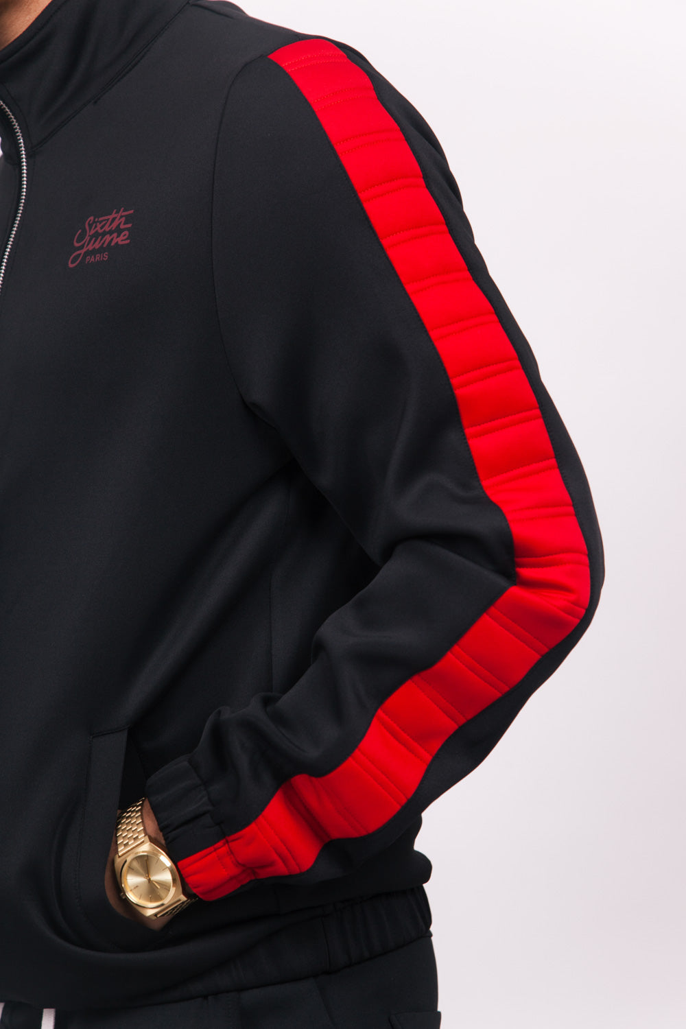 Sixth June - Veste bande matelassée noire rouge