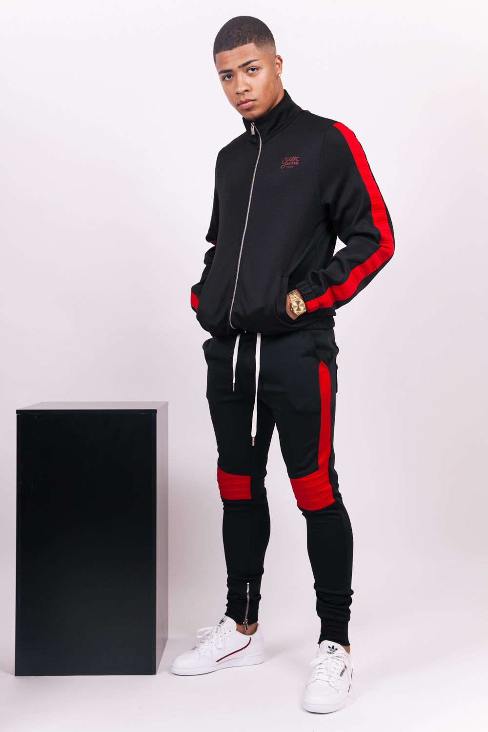 Sixth June - Veste bande matelassée noire rouge