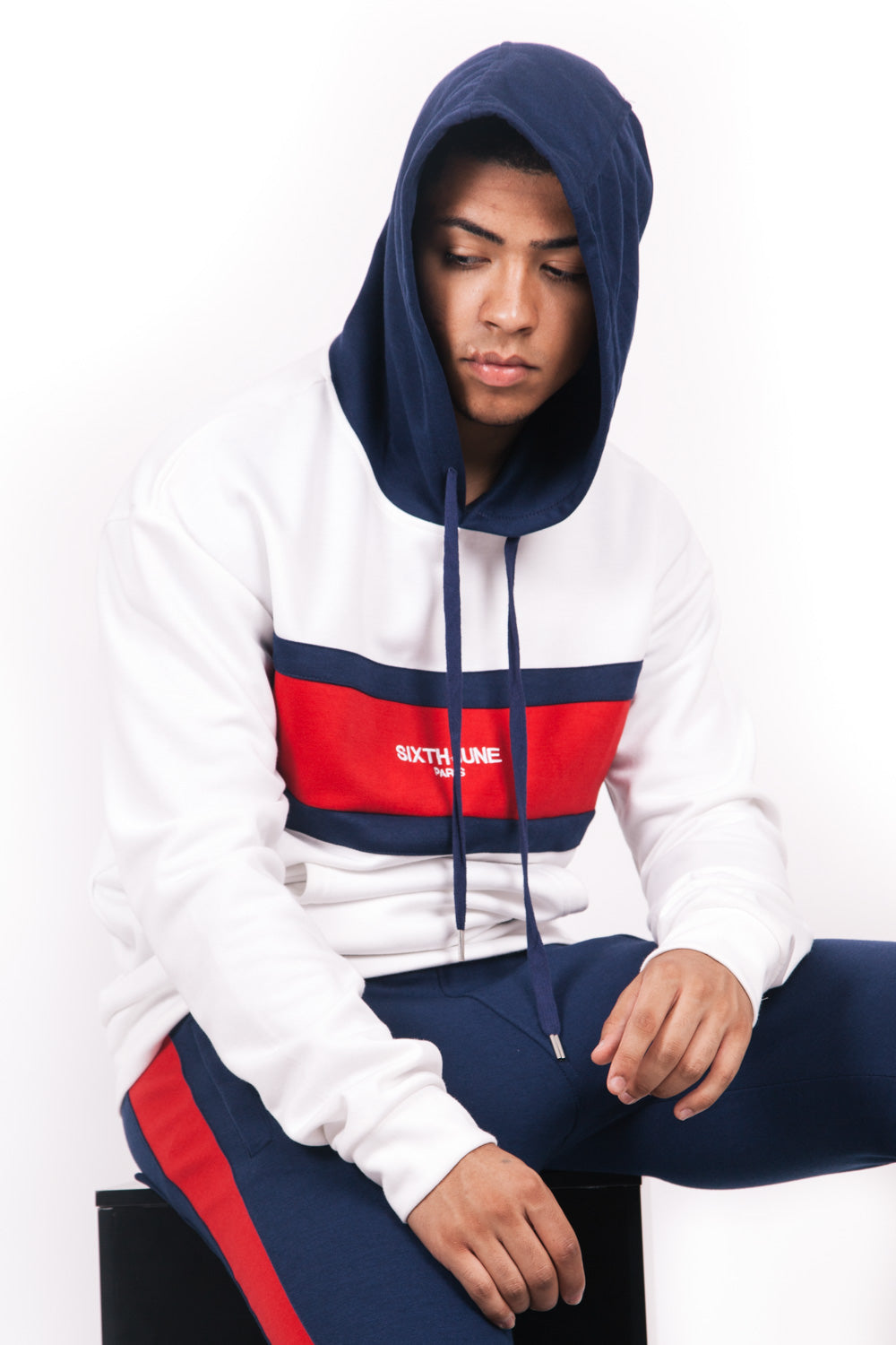 Sixth June - Sweat capuche tricolore blanc rouge bleu