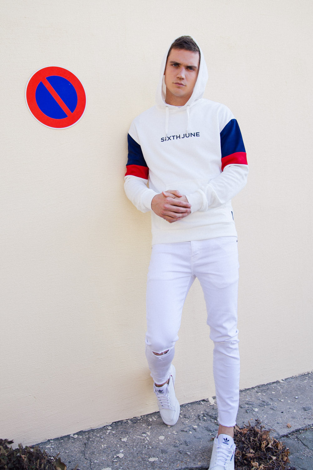 Sixth June - Sweatshirt manches tricolores blanc rouge bleu