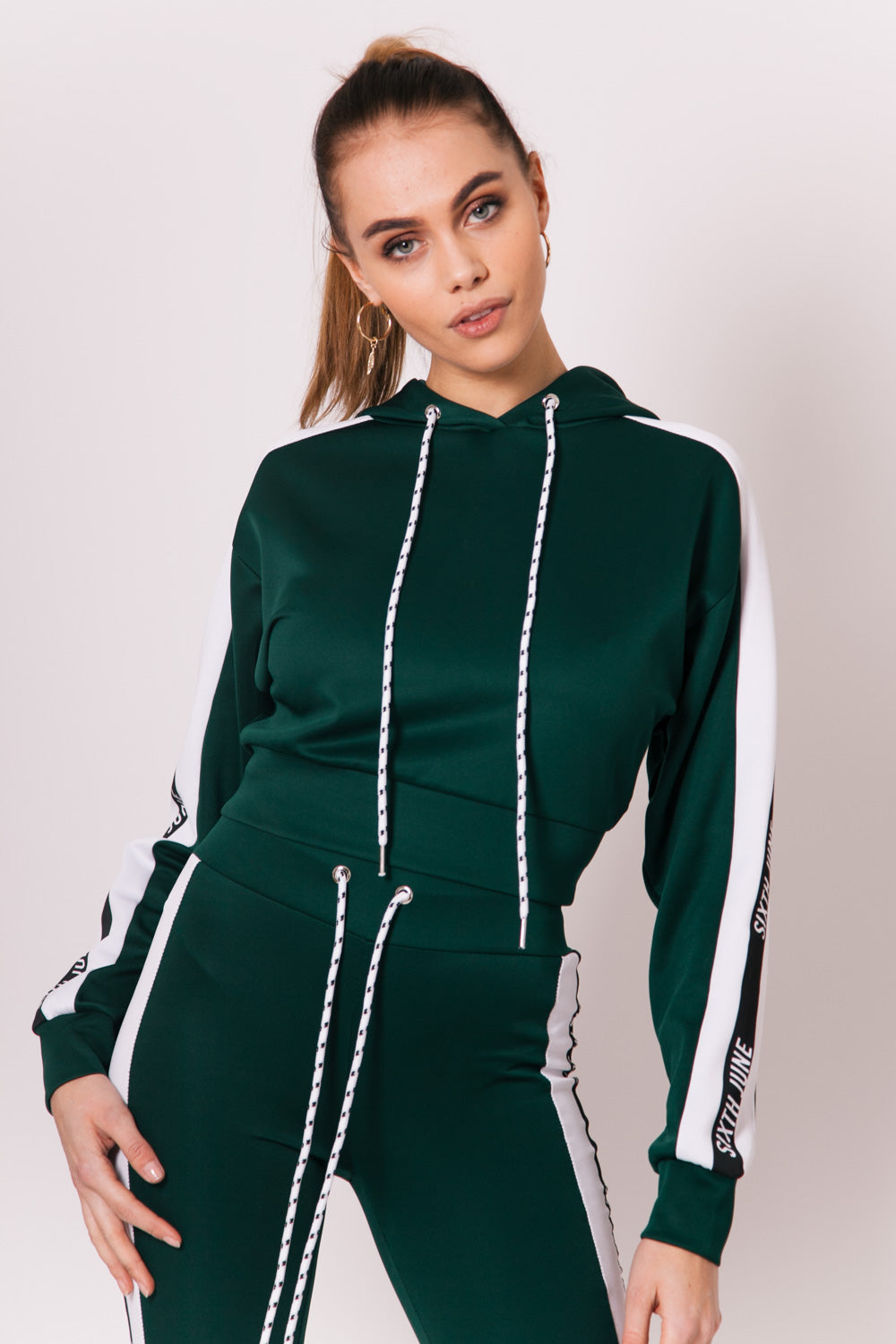 Sixth June - Sweatshirt court bandes logo vert