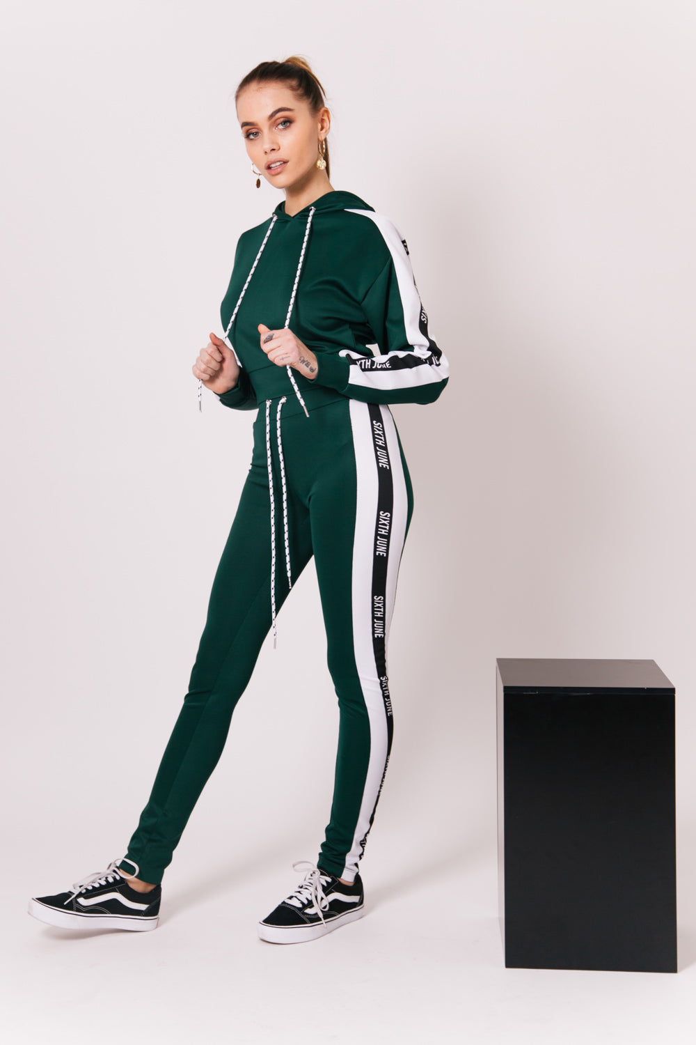 Sixth June - Sweatshirt court bandes logo vert