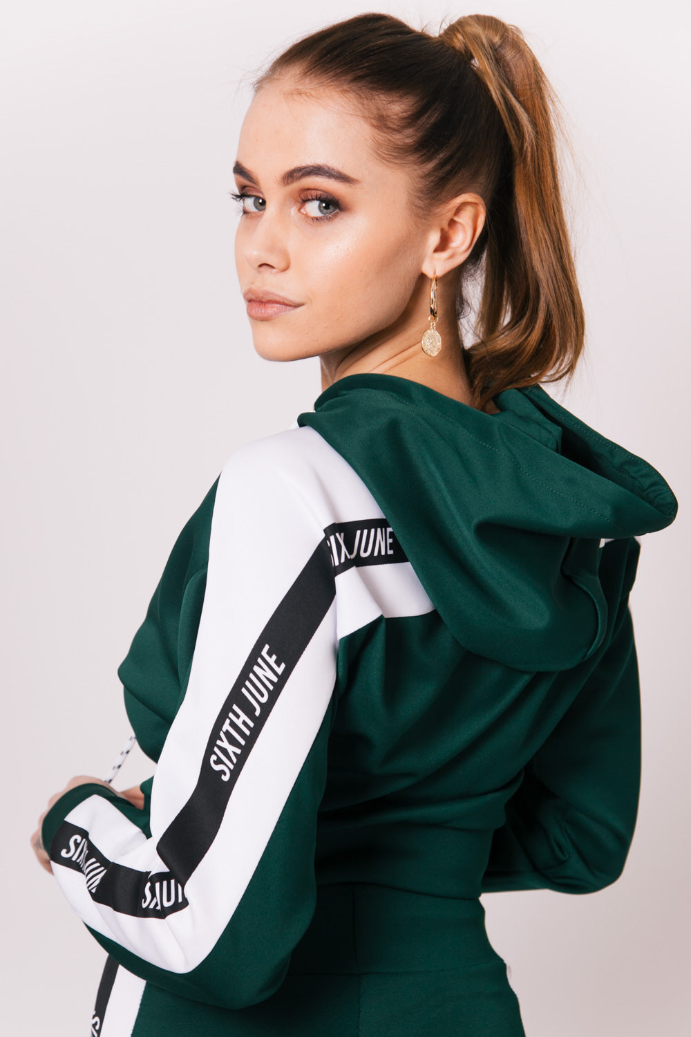 Sixth June - Sweatshirt court bandes logo vert