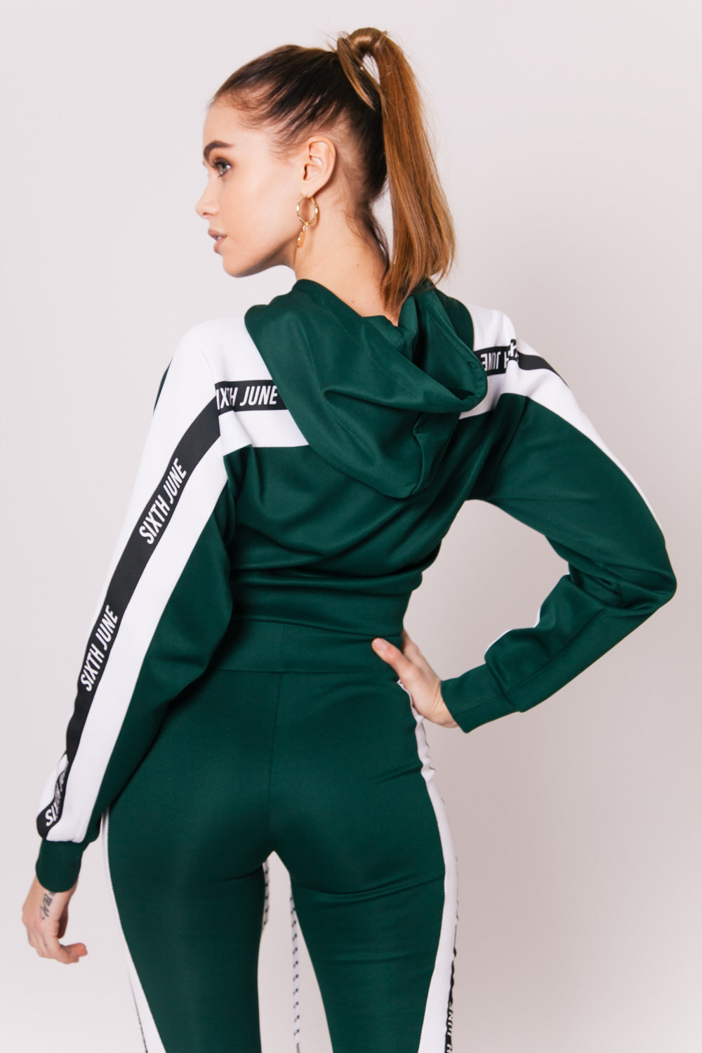 Sixth June - Sweatshirt court bandes logo vert