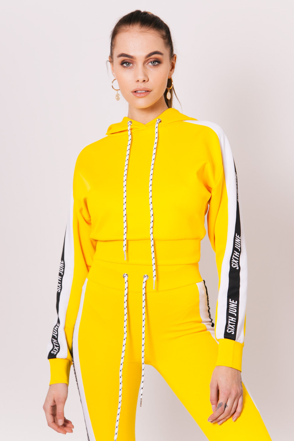 Sixth June - Sweatshirt court bandes logo jaune