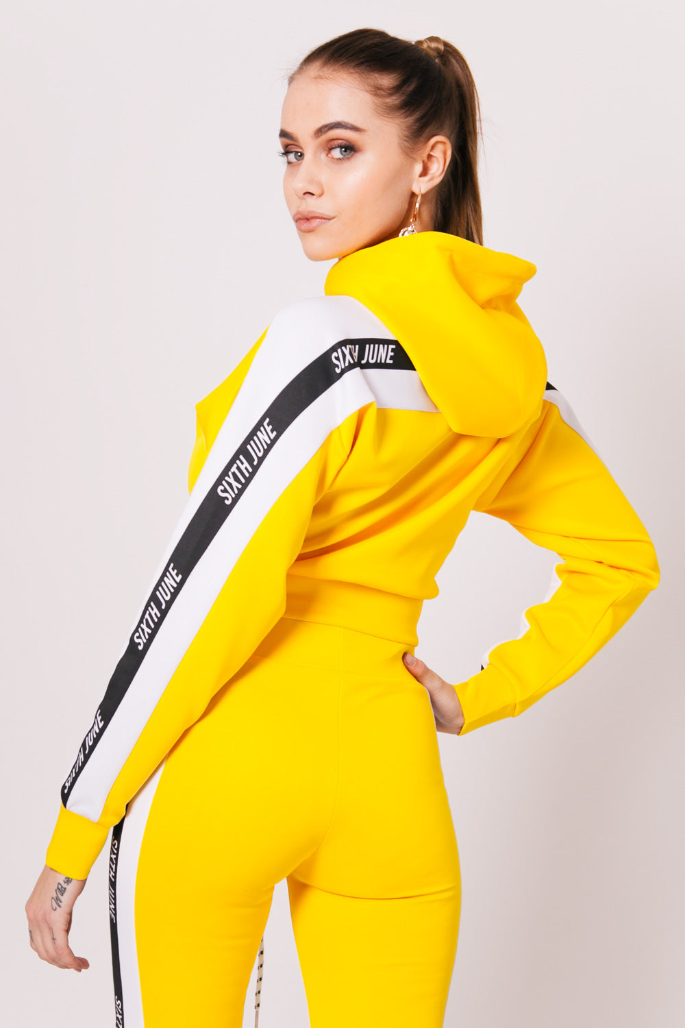 Sixth June - Sweatshirt court bandes logo jaune