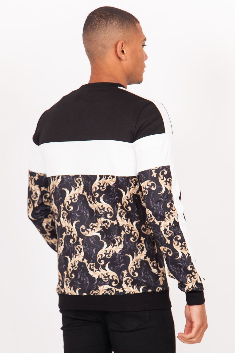 Sixth June - Sweat tricolore baroque noir blanc or