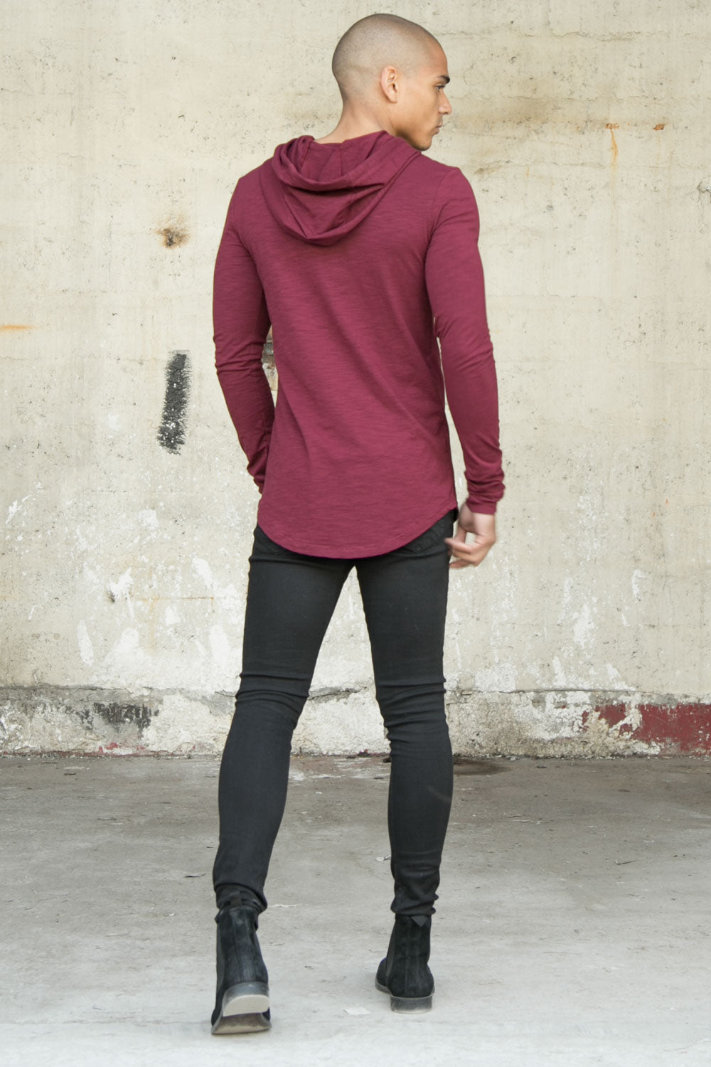 Sixth June - T-shirt capuche moulant logo bordeaux