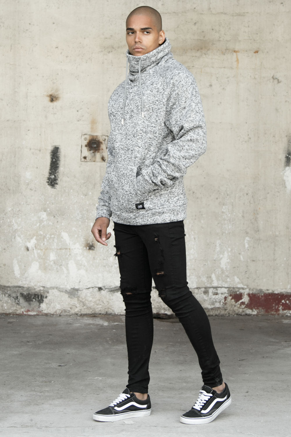 Sixth June - Sweat col montant chiné gris