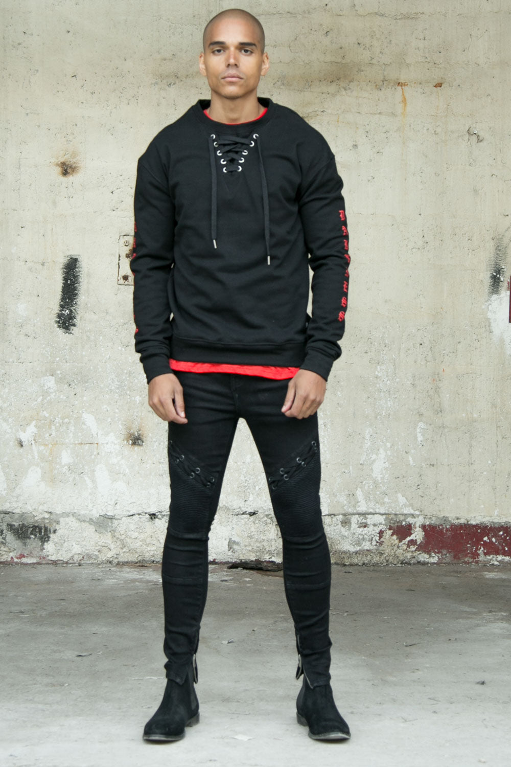 Sixth June - Sweat lacets typo gothique Sixth June noir