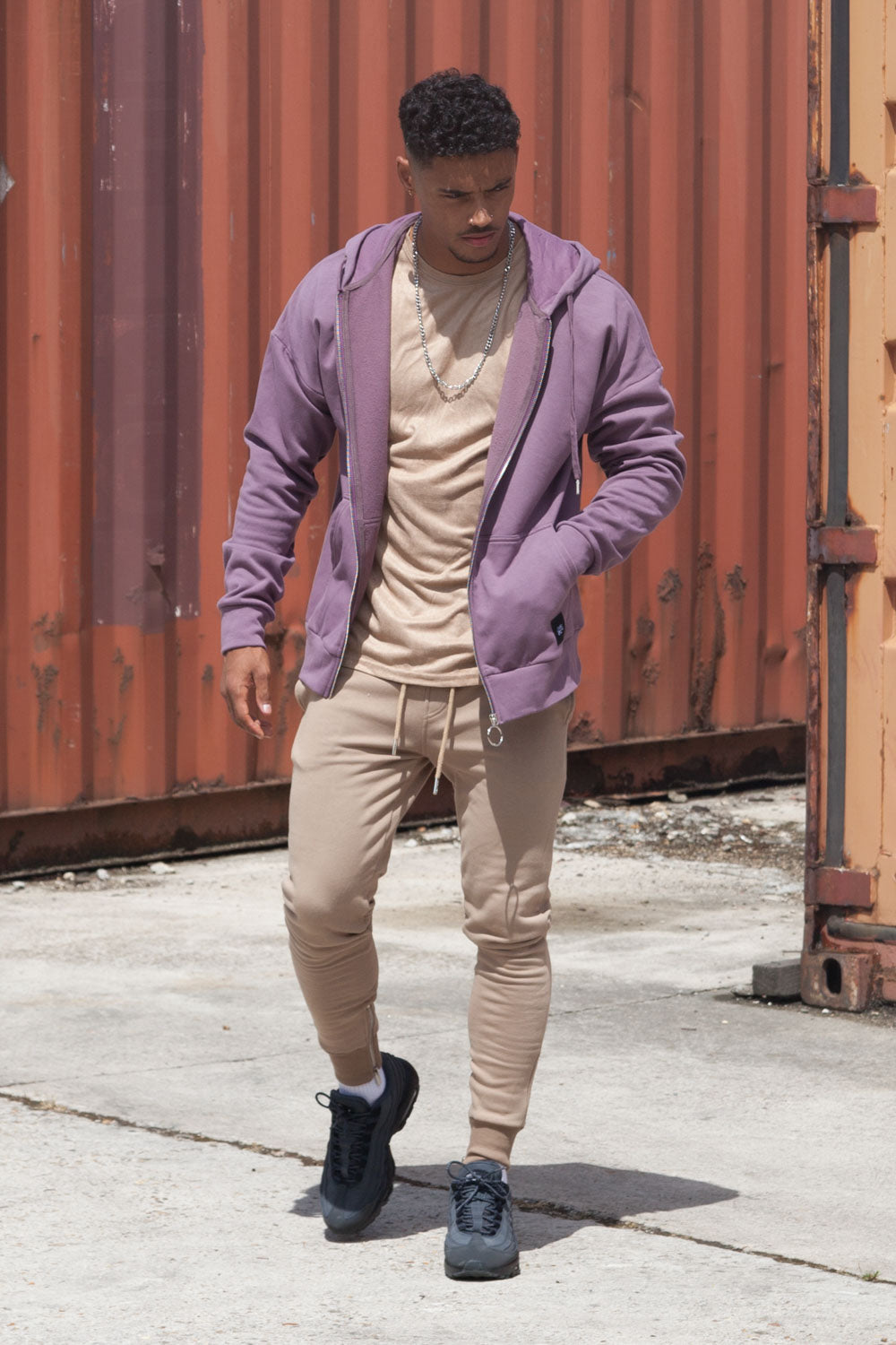 Sixth June - Sweat capuche zip épaules tombantes violet