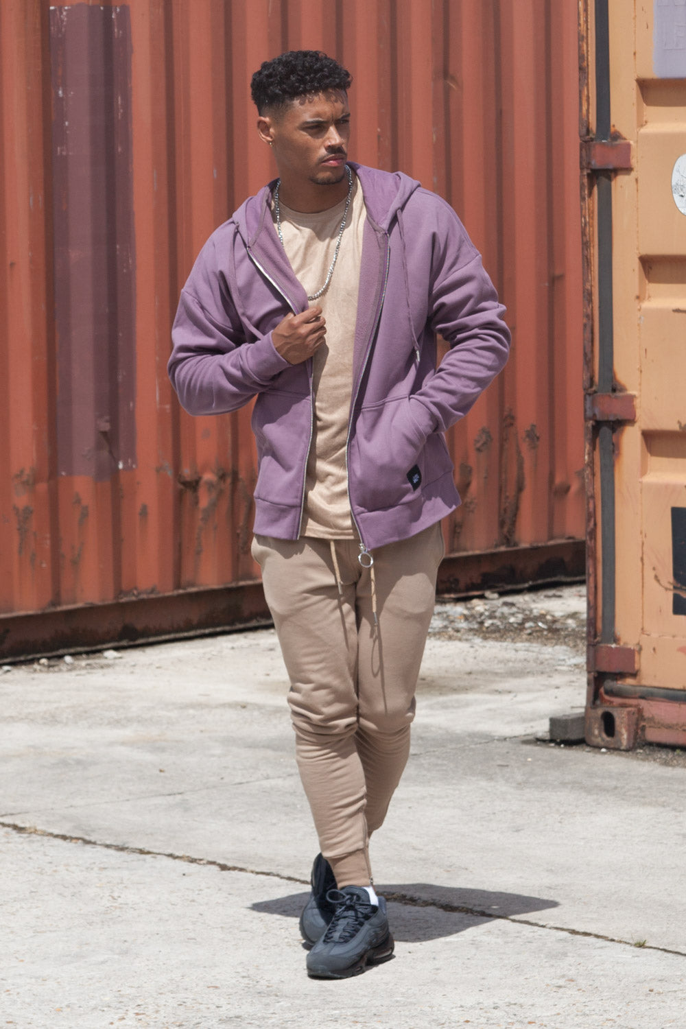 Sixth June - Sweat capuche zip épaules tombantes violet