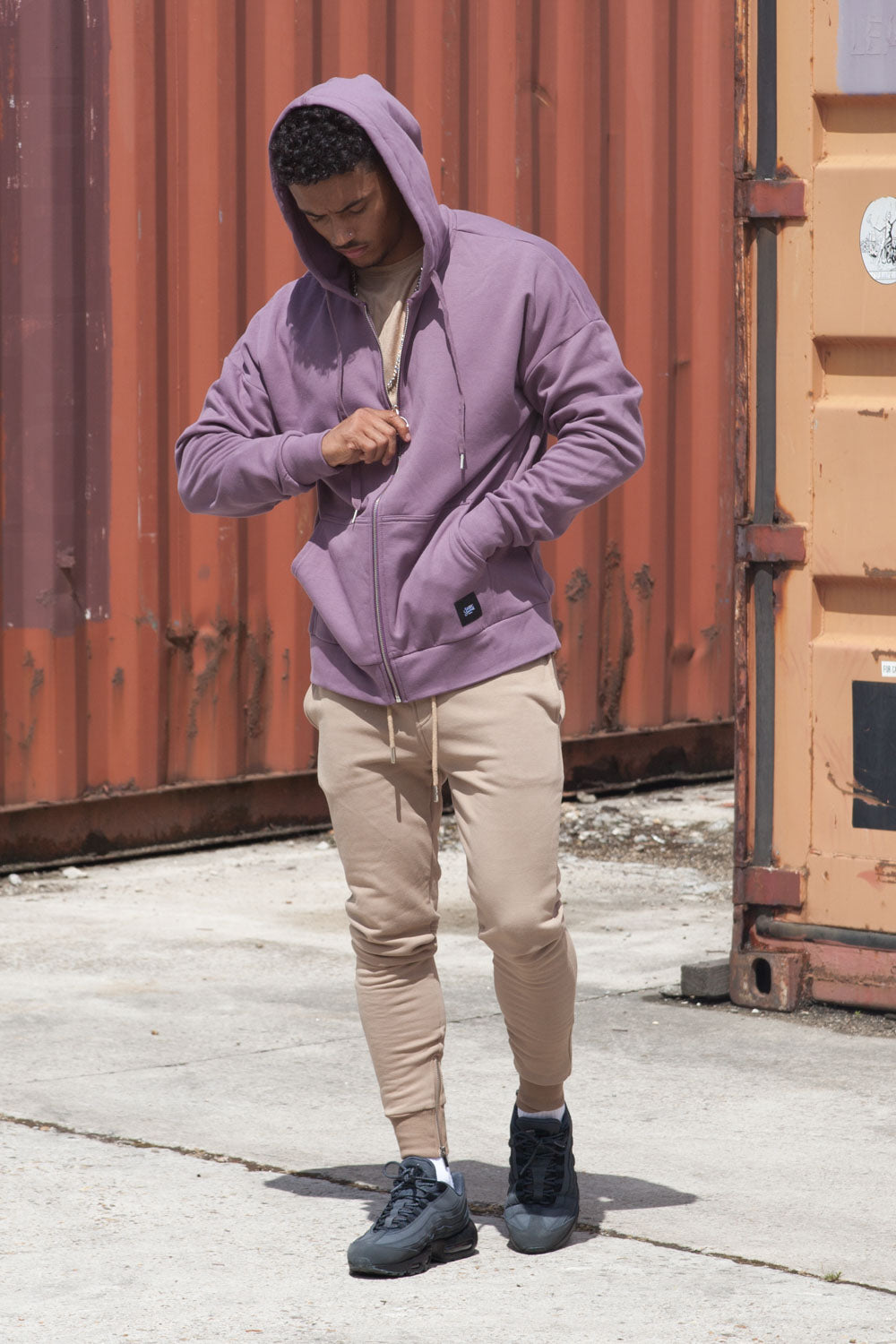 Sixth June - Sweat capuche zip épaules tombantes violet