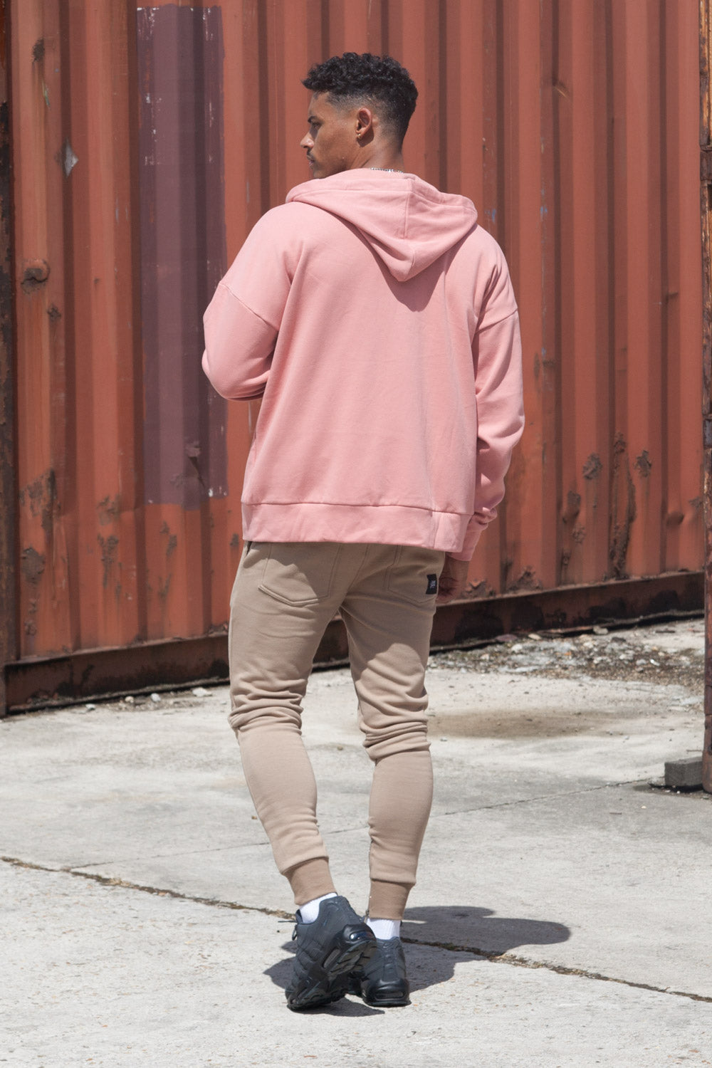 Sixth June - Sweat capuche zip épaules tombantes rose foncé