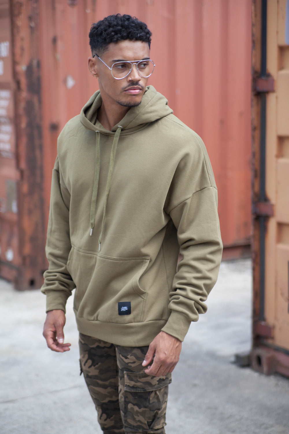 Sixth June - Sweat capuche épaules tombantes vert