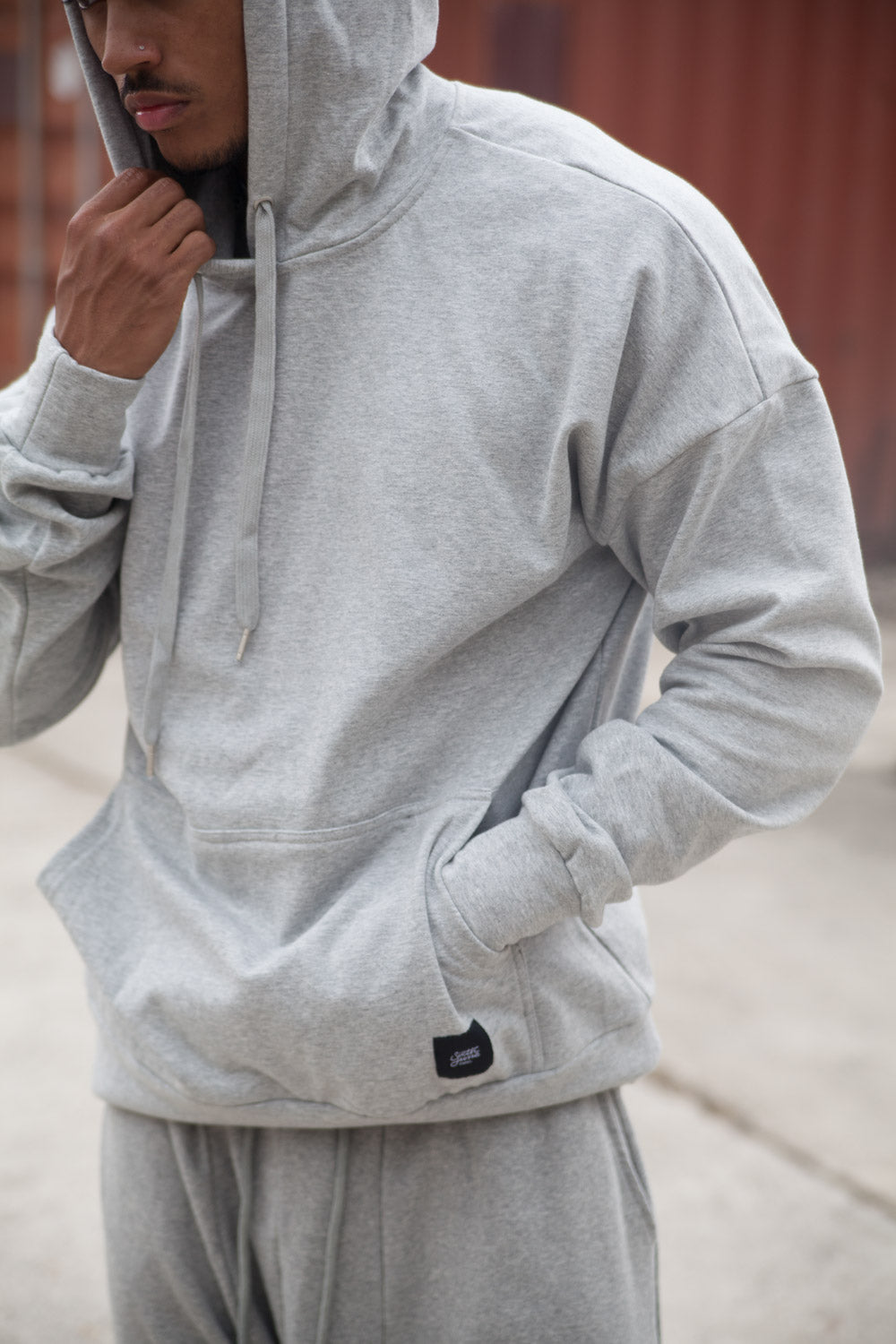 Sixth June - Sweat capuche épaules tombantes gris clair