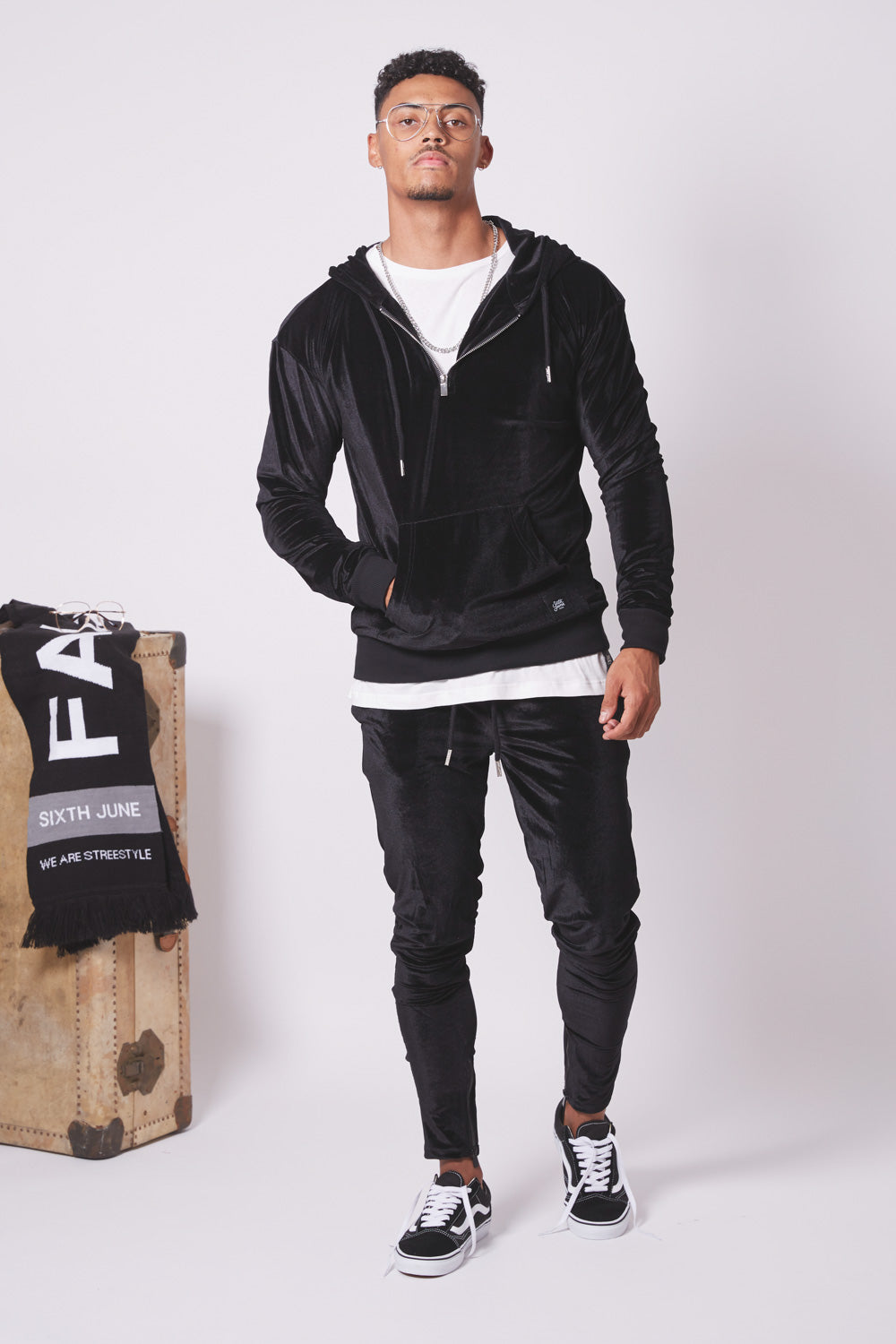 Sixth June - Sweat capuche velours noir