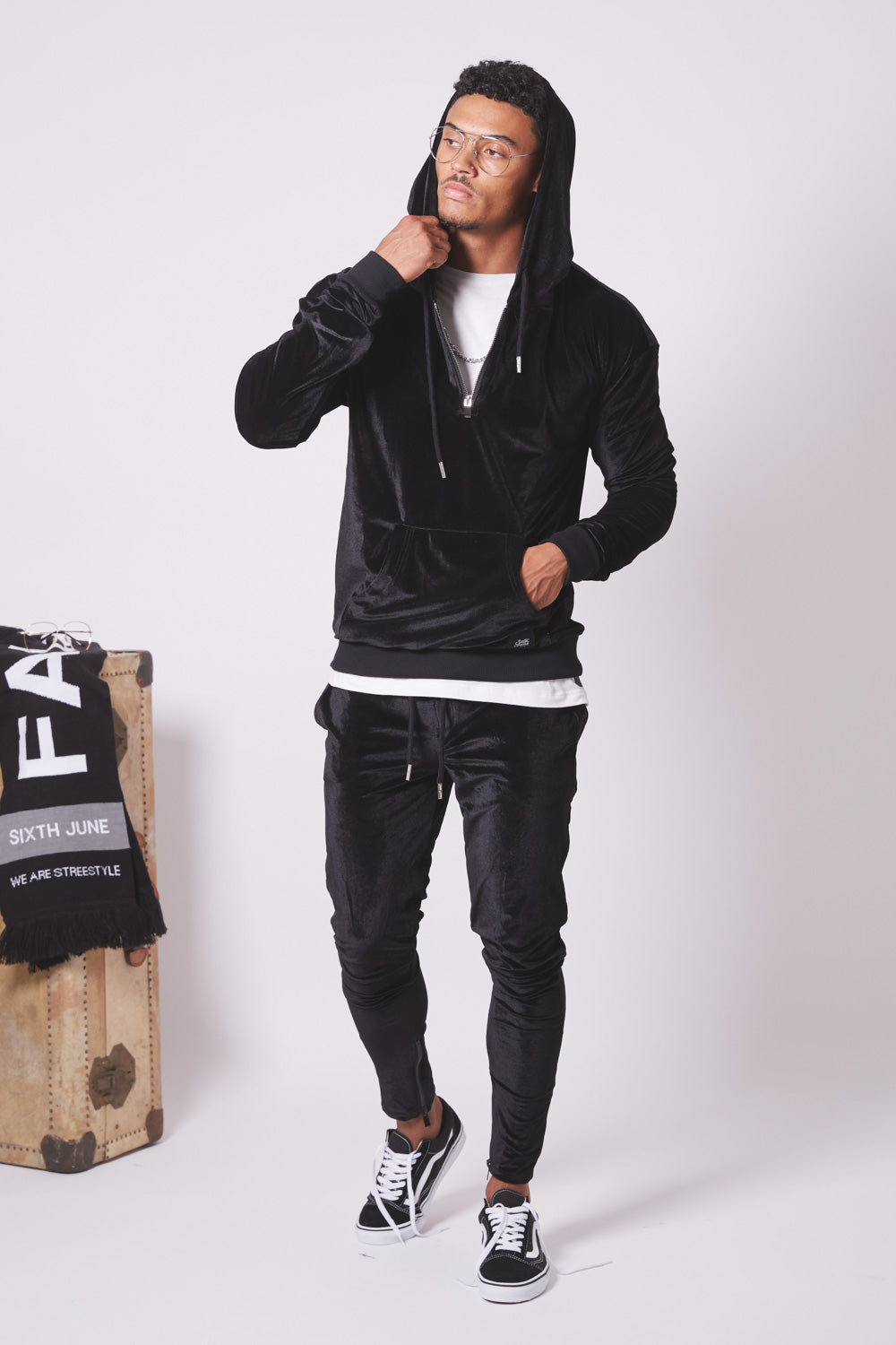 Sixth June - Sweat capuche velours noir