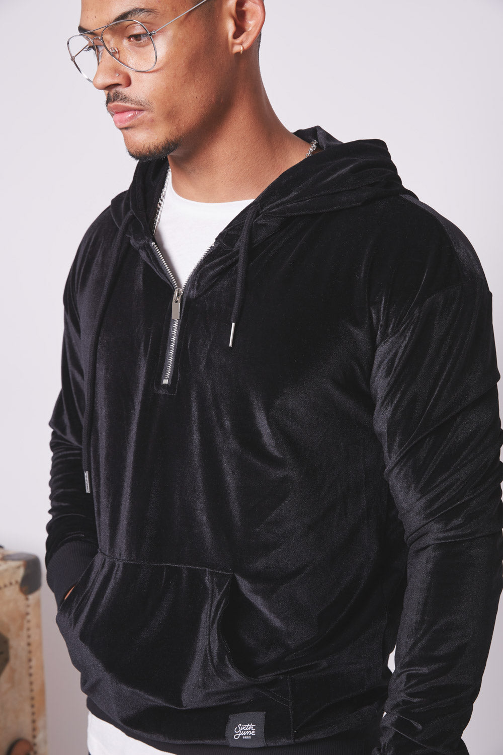 Sixth June - Sweat capuche velours noir