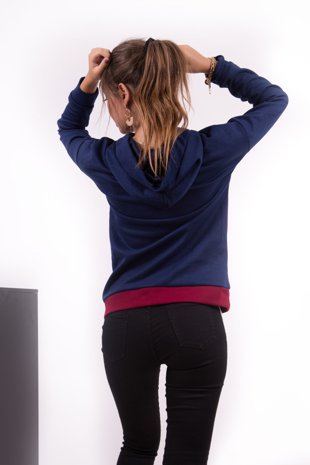 Sixth June - Sweat capuche tricolore texte rouge bleu blanc