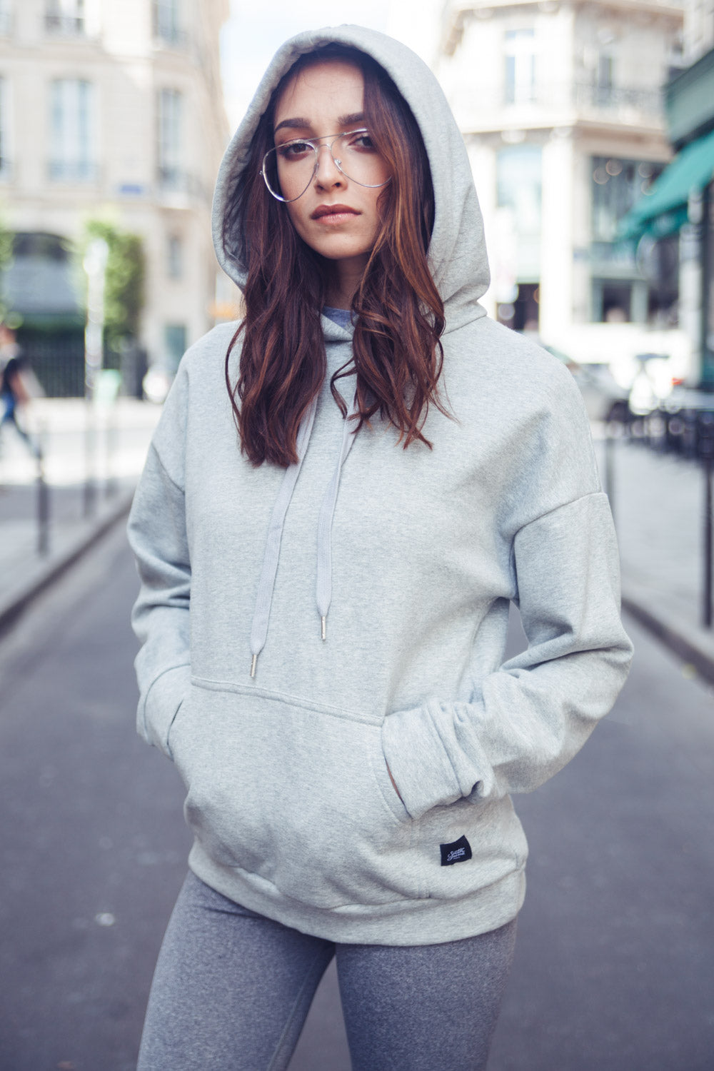 Sixth June - Sweat capuche large gris clair