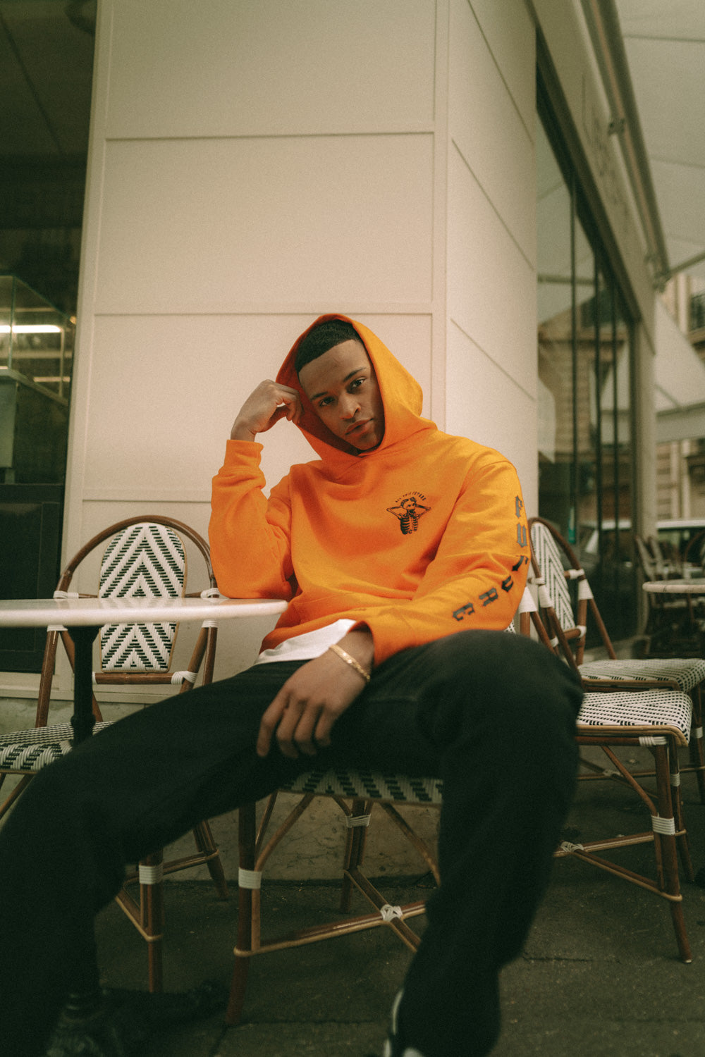 Sixth June - Sweat capuche squelette gothique Orange