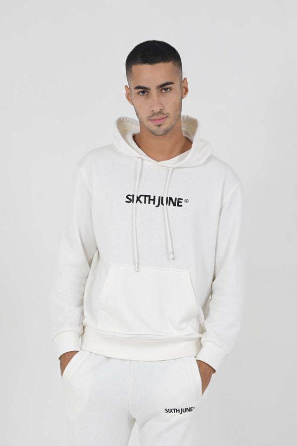 Sixth June - Sweatshirt capuche logo brodé Blanc