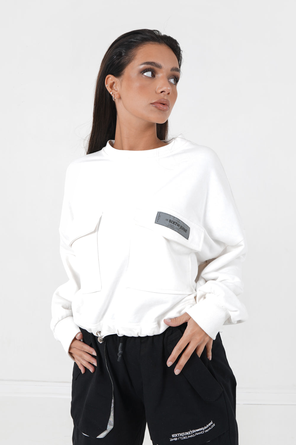 Sixth June - Pull réfléchissant empiècement logo blanc