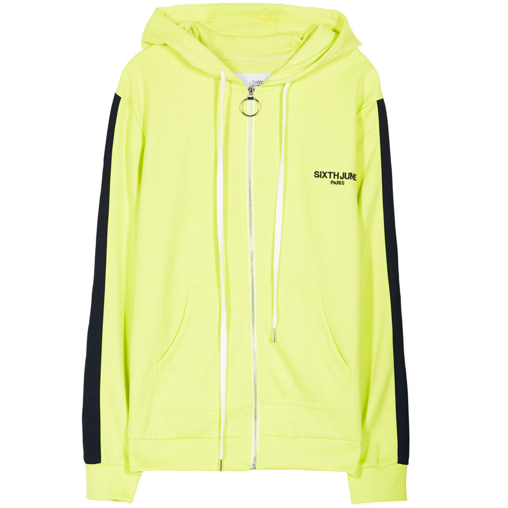 Sixth June - Sweat capuche bandes jaune noir
