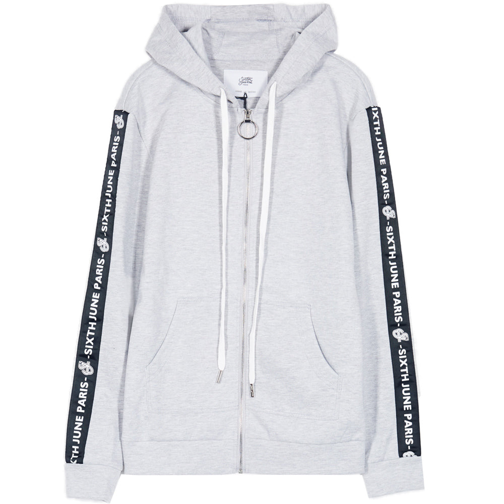 Sixth June - Sweat capuche bandes texte gris noir