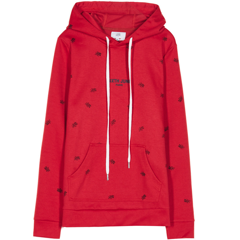 Sixth June - Sweat capuche logomania rouge