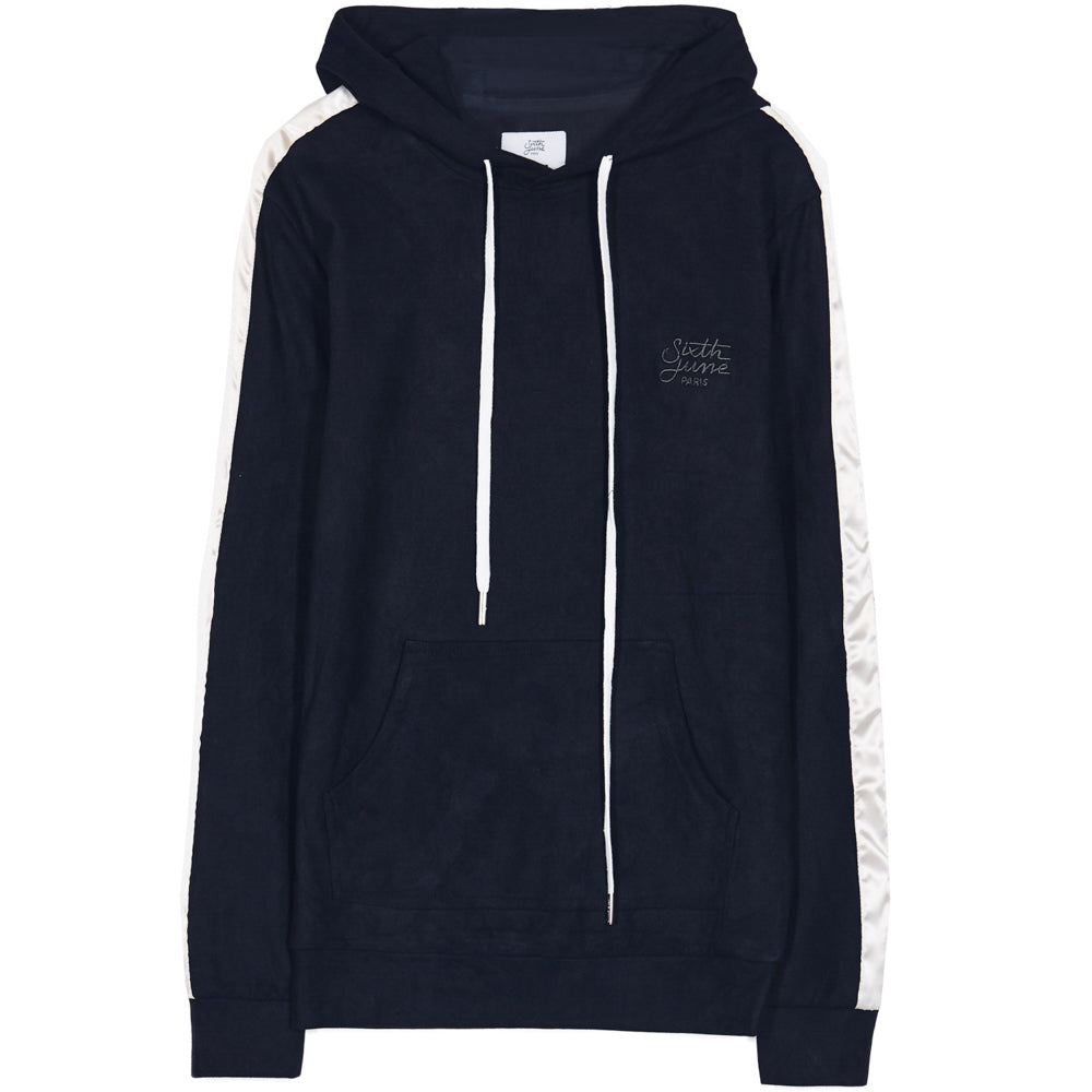 Sixth June - Sweat capuche suédine bandes noir