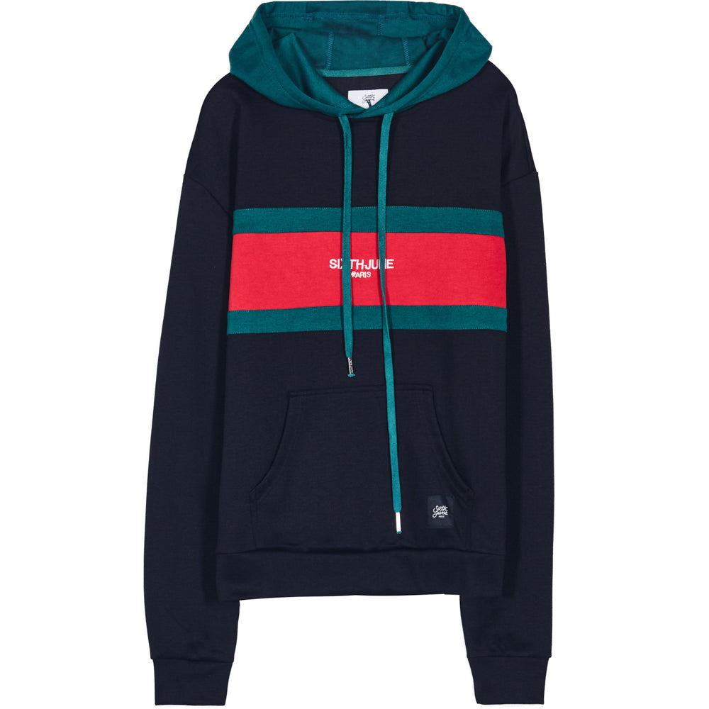Sixth June - Sweat capuche tricolore noir rouge vert